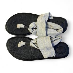 Grey and black tie up sandals